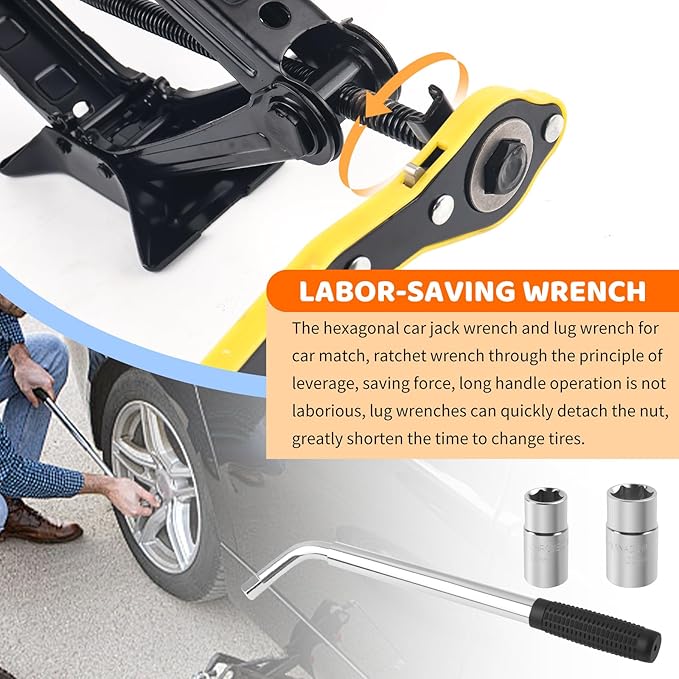 Heavy Duty Scissor Jacks for Car Set,Portable Car Jack Kit Lifts Heights of 3.93 to 15.35 Inch,2 Ton 4409 lbs Tire Jack Kit f