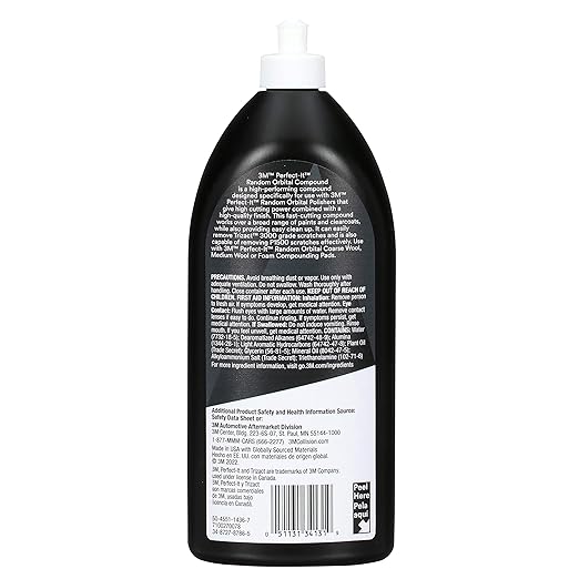 3M Perfect-It Random Orbital Compound, 34131, 1 quart, Fast Cutting Compound for Automotive Buffing & Polishing