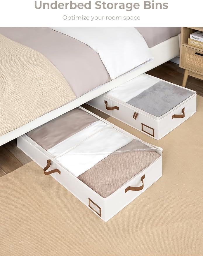 StorageWorks Large Under Bed Storage Containers with Wooden Hangers 6 Pack