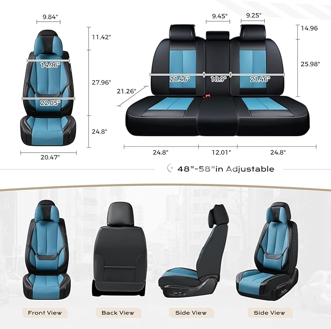 Coverado Seat Covers, Car Seat Covers Front Seats, Car Seat Cover, Car Seat Protector Waterproof, Seat Cushion Nappa Leather 