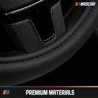 NASCAR Steering Wheel Cover, Two-Tone Beige Leather Patchwork, Universal Fit 14.5"-15.5" Steering Covers for Cars, Anti-Slip,
