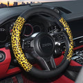 ZHOL Animal Texture Leather Steering Wheel Cover, Built-in Non-Slip Rubber Ring, Non-Toxic, Odorless, Not Fade, Suitable for 