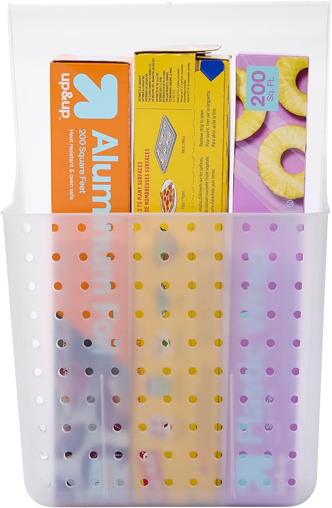 madesmart Over-Door Organizer, Storage for Aluminum Foil, Parchment Paper & Kitchen Wraps, Dual Divided Bins with Soft-Grip O
