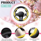 SuperKaKa Car Steering Wheel Cover 2025, Universal Auto PU Cute Breathable Slip-Proof Comfort Imitation Leather Protector Car