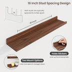 Axeman 30 Inch Floating Shelves | Walnut Picture Ledge Shelf Set of 3 | Rustic Wood Wall Shelves with Lip | 30" Walnut Pictur