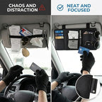 Car Sun Visor Multi-Pocket Organizer — Black (Universal Car/SUV/Truck Storage Pouch)