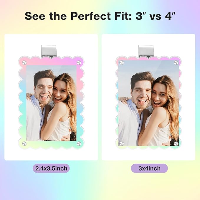 HIIXHC 2Pcs Car Picture Holder, Colored Car Visor Photo Clip, Magnetic Car Sun Visor Picture Holder for 3" Photos, Car Photo Holder, Car Visor Photo Frame for Car Accessories Interior Decor