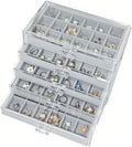 Acrylic Earring Holder Organizer with 5 Drawers Clear Earring Organizer Box with 90 Adjustable Grids Velvet Earring Display C