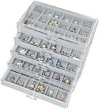 Acrylic Earring Holder Organizer with 5 Drawers Clear Earring Organizer Box with 90 Adjustable Grids Velvet Earring Display C