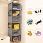 BrilliantJo 6 Shelves Hanging Closet Organizer, 2 Pack Hanging Storage with 4 Side Pockets for Clothes Shoes, 43.5"x12"x12"(G