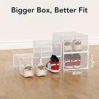 Foluck X-Large Shoe Storage Box, 15 Pack Clear Plastic Stackable Shoe Organizer for Closet, Interlocking Design Shoe Containe