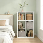 CTESNE【2026 Wooden Thick Frame 6 Cube Storage Organizer Shelf with Anti-Tipping Kits + Reversible Open Back Bookcase, Horizon