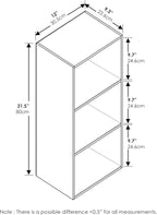 Furinno LUDER Book Shelf, 3-Cube Bookshelf, Bookcase with Open Shelves, 9.3 x 12 x 31.5, Easy Assembly, for Living Room, Bedr