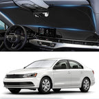 Custom Fit VW Jetta Windshield Sunshade for 2011-2017 2018 Volkswagen VW Jetta Accessories Front Window Shield 210T Silver Coating Cover for Volkswagen Windshield Sun Visor Protector Blocks UV