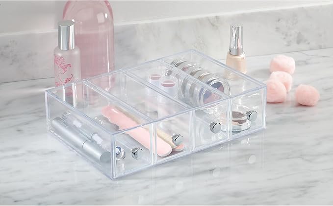 iDesign 36560EU 4-Drawer Vanity/Cosmetic Organizer, Set of 1, Clear