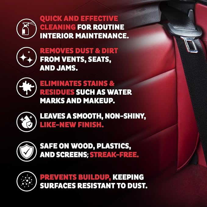 MAXL® Interior Car Cleaner Detailer Spray with NeverDust® Technology Formula (20oz, 4 Pack) - Repels Dust, Wipes Oil, Residue