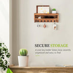 Nekon Key Holder Wall Mount, 12.8" W x 5.6" H x 3.7" D Wall Mounted Key and Mail Organizer with 6 Key Hooks, Key Racks for Ho