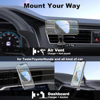 for MagSafe Car Mount with USB C Car Charger & Dual USB-C Car Power Adapter,Air Vent Dashboard Wireless Charger Phone Holder Mount for iPhone Air 17 Pro Max 16 15 14 13 12, Galaxy S25, Fast Charging