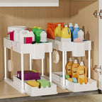 2 Pack Under Sink Organizers and Storage, 2-Tier Sliding Cabinet Organizer Drawer for Bathroom and Kitchen – Multi-Purpose Ca