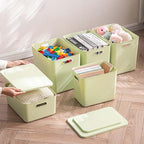 5 pack large plastic White storage bins Baskets, Toy Box Chest with Lids and Handle，Organizer Containers for Baby，Kids,snacks