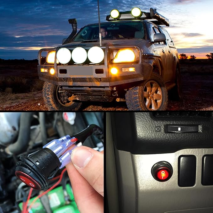 Nilight - NI -WA 06 LED Light Bar Wiring Harness Kit - 2 Leads 12V On Off Switch Power Relay Blade Fuse for Off Road Lights LED Work Light, 2 Years Warranty
