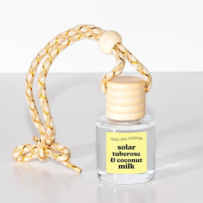 COOLGIRLCANDLES Solar Tuberose Coconut Milk Car Hanging Fragrance Oil Diffuser Car Air Freshener for Essential Oils, Long Las