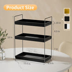 Bathroom Countertop Organizer, 3 Tier Metal Vanity Counter Skincare Shelf, Matte Black Under Sink Standing Rack With Acrylic 