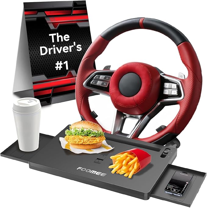 Universal Adjustable Car Steering Wheel Tray, Portable Desk for Eating, Working, Gaming, Scratch-Resistant Lightweight Design