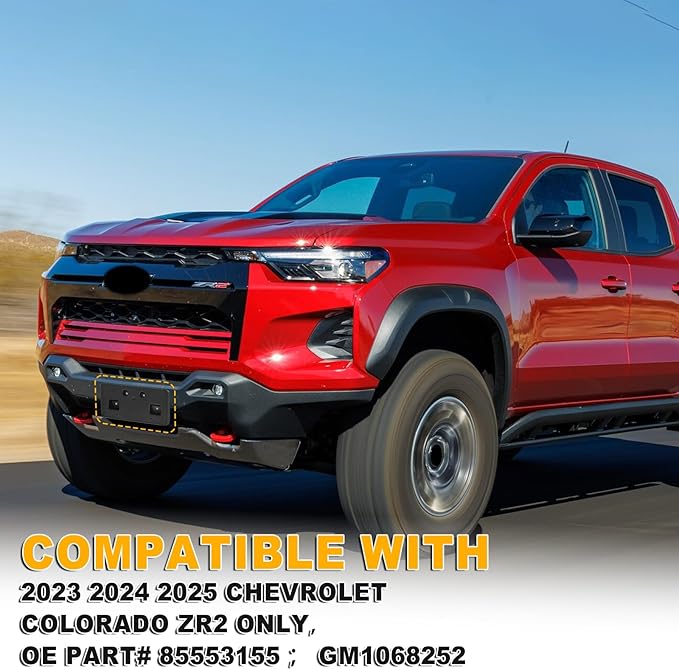 Front License Plate Frame Compatible with Chevy Colorado ZR2 2023 2024 2025, Bumper License Frame Holder Mounting Bracket, Re
