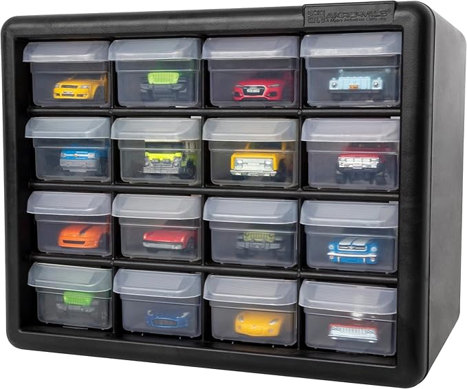 Akro-Mils 16-Drawer Plastic Drawer Storage Cabinet for Garage Organization, Beads, Makeup Organizer, Building Bricks Storage,