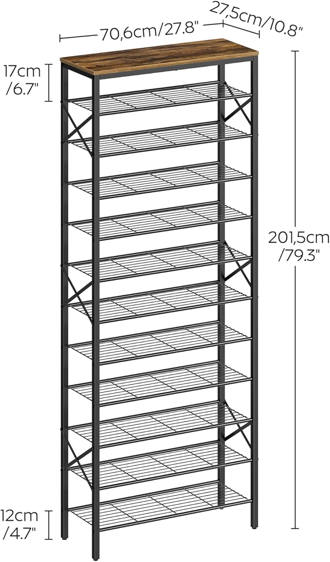 YATINEY 12 Tier Shoe Rack, Large Capacity Shoe Storage Organizer Holds 48 Pairs, Sturdy and Stable, for Entryway, Hallway, Cl