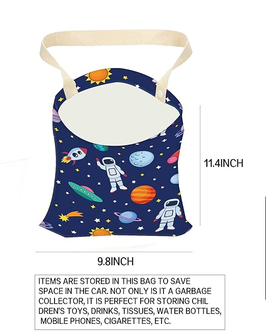 Car Trash Can, Durable Hanging Car Trash Garbage Bag, Cute Automotive Garbage Cans Organizer, Cute Blue Astronauts