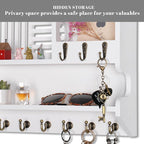 Key Holder for Wall, Mail and Key Holder for Home Decor, Key and Mail Holder for Wall with Key Hooks, White