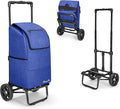 KEDSUM 2 in 1 Shopping Carts for Groceries, 330 lbs Grocery Cart on Wheels, Foldable Utility Carts with Wheels, Load-Bearing Hand Truck with Waterproof Bag for Shopping, Camping, Laundry, Garden, Blue