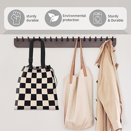 Car Trash Bag Large Hanging Can for Back of Seat, Cute Waterproof Car Garbage Bag for Vehicle, Travelling, Outdoor Cute Black Beige Plaid