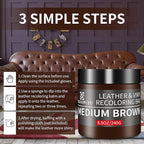 Leather Recoloring Balm,8.5oz Leather Color Restorer,Medium Brown Leather Repair kit for Furniture and Car Interior,Leather C