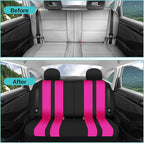 FH Group Car Seat Cover Full Set Striking Striped Car Seat Covers with Front Seat Covers and Rear Split Bench, Universal Fit 