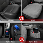 2 Pack PU Leather Front Car Seat Cover Bottom Car Seat, Anti-Slip and Full Wrap Driver Car Seat Protectors with Storage Pocke
