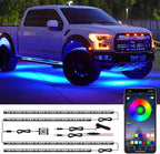 LED Underglow Kit for Car, 16 Million RGB Colors 29 Modes, APP + Remote Control, Music Sync & DIY Mode, Waterproof Under Car Lights Exterior for SUVs Trucks, DC 12V