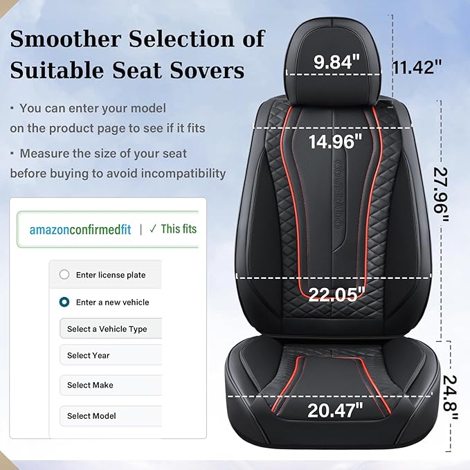 Coverado Car Seat Covers Full Set, Front Seat Cover and Back Seat Covers for Cars, Faux Leather Waterproof Seat Covers, Car S