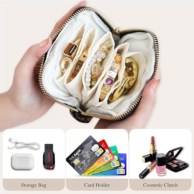 Stratalife Travel Jewelry Case Portable Jewelry Box with Small Pouches for Gemstones Healing Crystal, Bracelets Necklace Bang