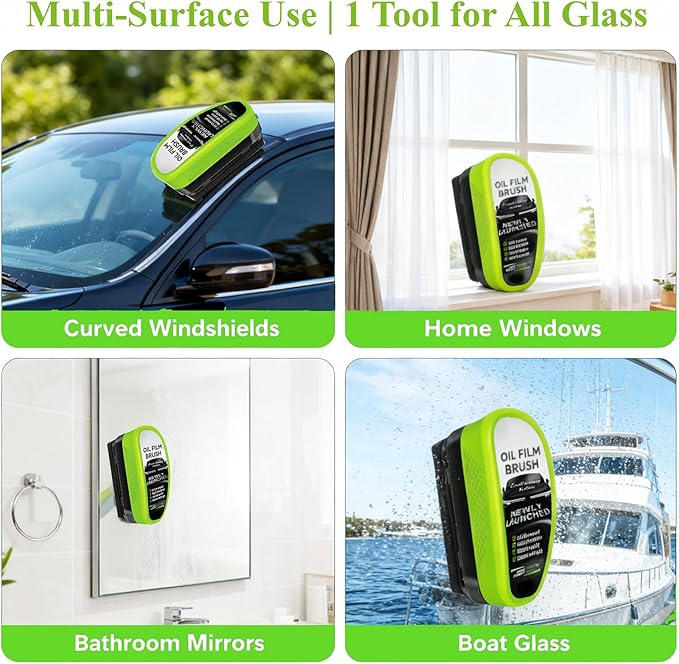 3PCS Clear Vision Windshield Cleaner, Automotive Oil Film Cleaning Brush for Car Windows, Windshield Oil Film Remover for Car