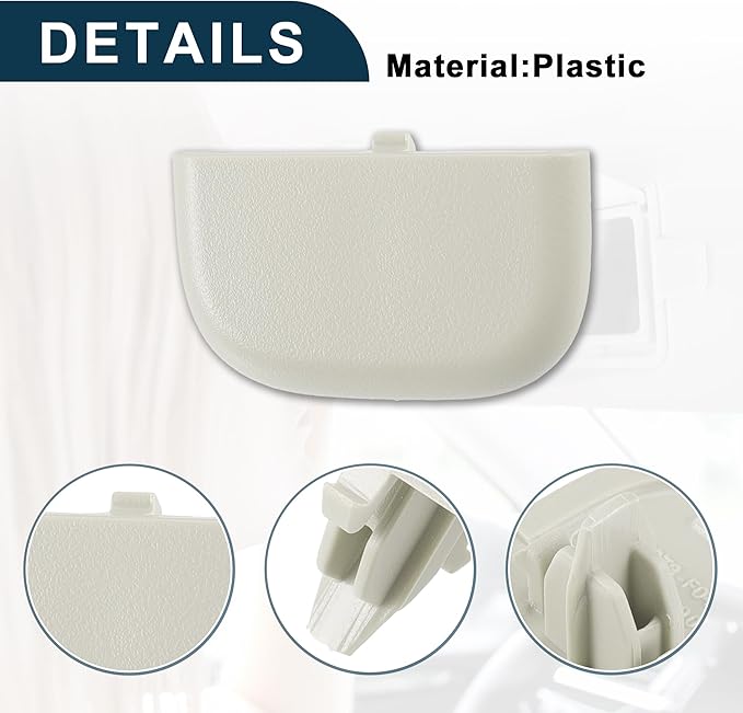 Makeup Mirror Cover Sun Visor Cap Clip for Ford Edge Robust No.DS7Z54672A40AF | Inner Sun Visor Bolt Cover Grey White with Flat Pry Bar 1 Set