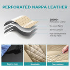 Leather Car Seat Covers Full Set, Breathable Faux Leather Seat Covers for Cars SUV Sedan Waterproof Beige