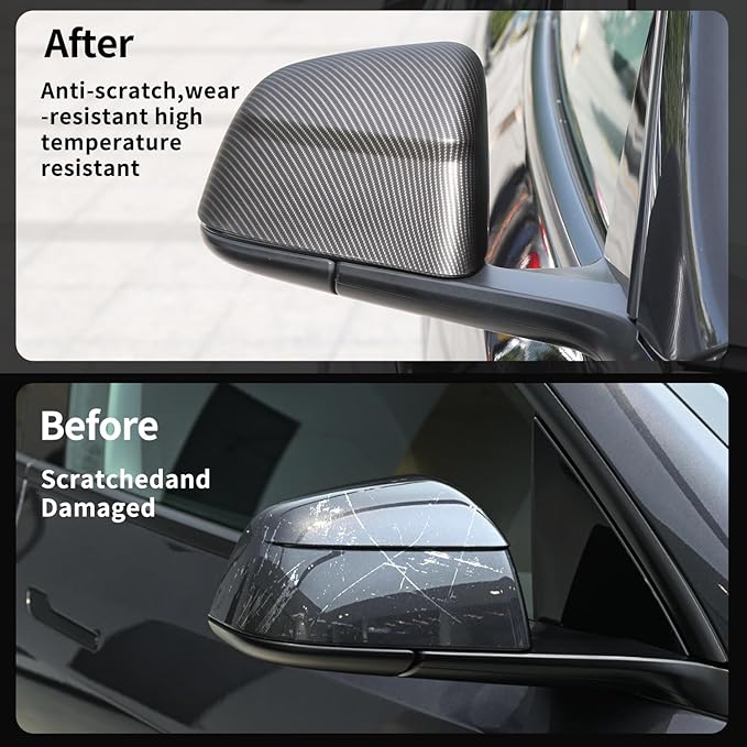 Rearview Mirror Guard Cover for Tesla Model Y Juniper 2025 2026 Side Mirror Cover Exterior Accessories of 2pc (Matte Carbon Fiber) (Not fit 2026 Standard & Performance)