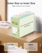 Oterri File Organizer Box, Portable Collapsible Cardboard File Folder Organizer with Handle for Letter Size Hanging Files, Do