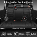 CAR PASS Bling Back Seat Cover, Waterproof Leather Bench Rear Seat Cover Shining Diamond Truck Glitter Crystal Sparkly Rhines