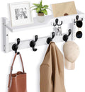 dreampossible Coat Rack Wall Mount with Shelf, Coat Hanger Wall Mount with Key Hooks and Mail Holder, Wood Entryway Floating 