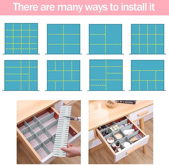 acDesign 40Pcs Drawer Dividers, Adjustable Drawer Organizer for Socks, Underwear, Lingerie, Makeup, Bedroom Office Kitchen St