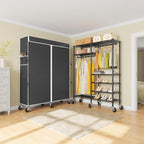 VIPEK R4C Portable Closet Rolling Clothes Rack Heavy Duty Adjustable Wardrobe Metal Garment Racks with Lockable Wheels Black 